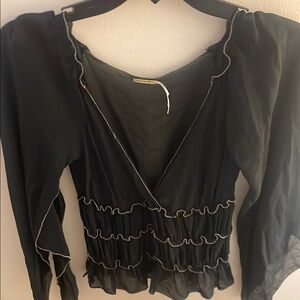 Elegant Black Ruffled Women's Top